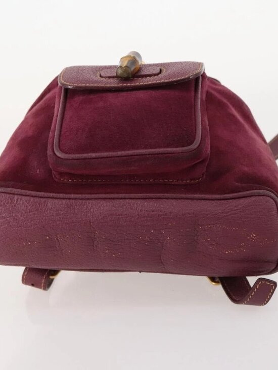 GUCCI Bamboo Backpack Suede Purple Gold 003 1705 0030 Auth BA10642 main image 13
